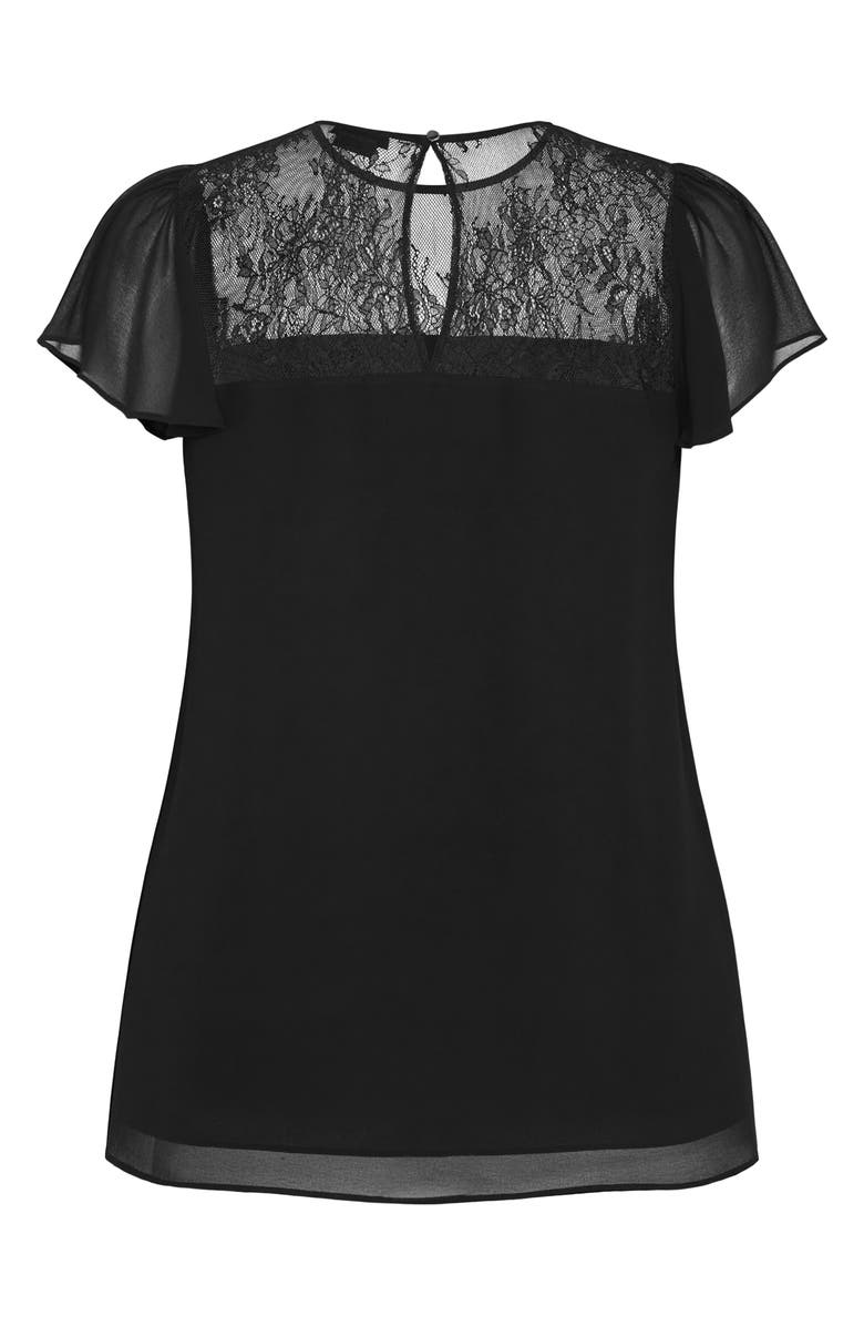 City Chic Malia Embroidered Lace Top, Alternate, color, Black