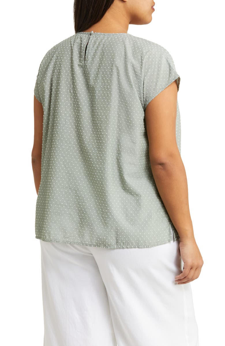 Caslon<sup>®</sup> Pleated Clip Dot Blouse, Alternate, color,