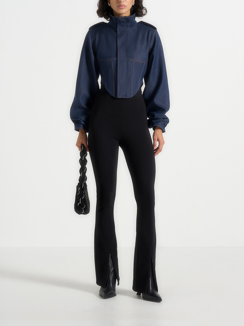 Solange Denim Tacked Sleeve Corset Jacket