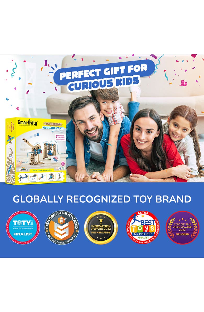 Smartivity 7 in 1 Hydraulics Kit Diy Stem Wooden Toy, Build 7 Machines, Alternate, color, Multicolored