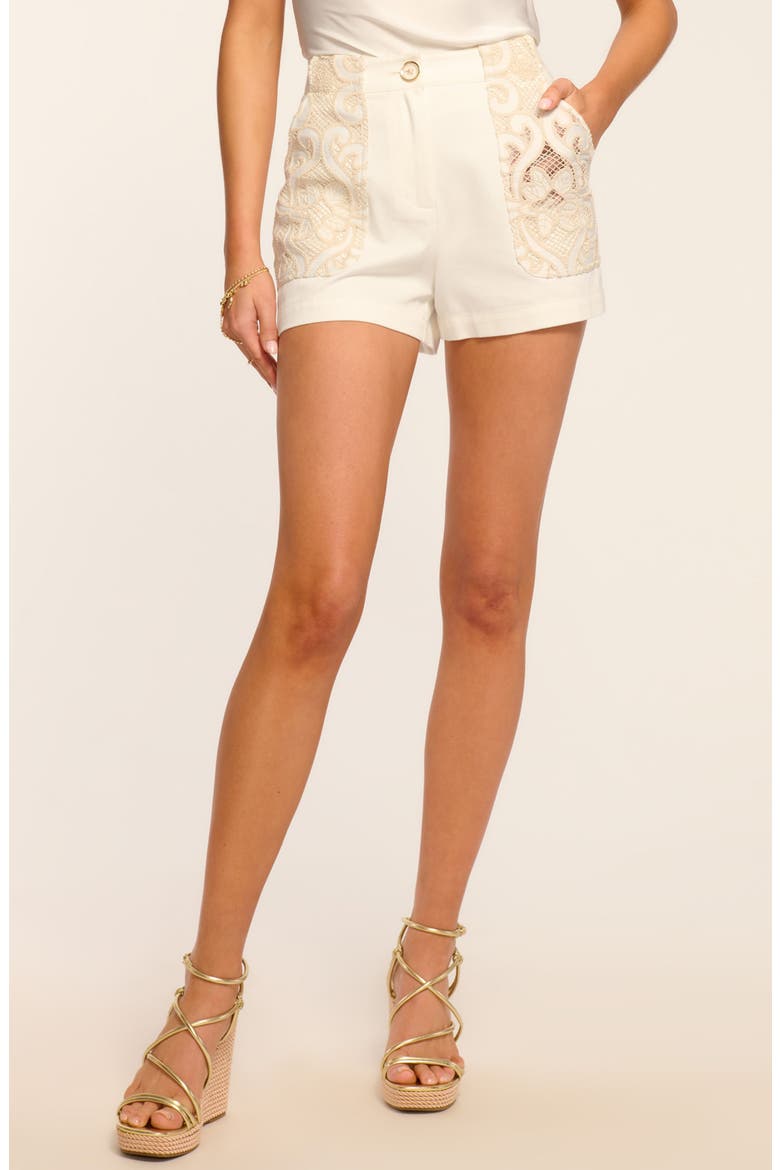 Hilary Embroidered Denim Shorts, Main, color, WHITE DENIM EMBROIDERY