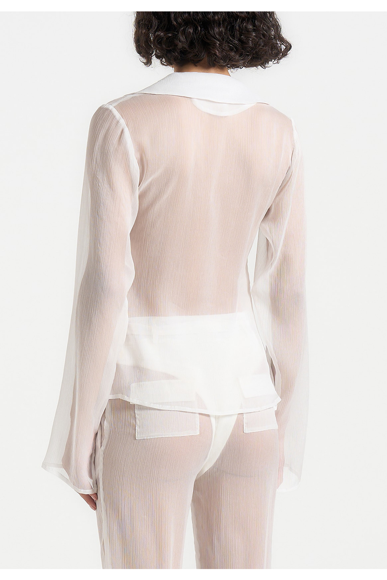 Sheer Shirt with Clasp, Alternate, color, White