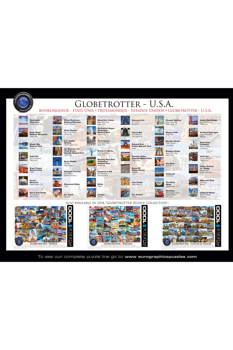 Globetrotter USA 1000 Piece Puzzle, Alternate, color, Multicolored