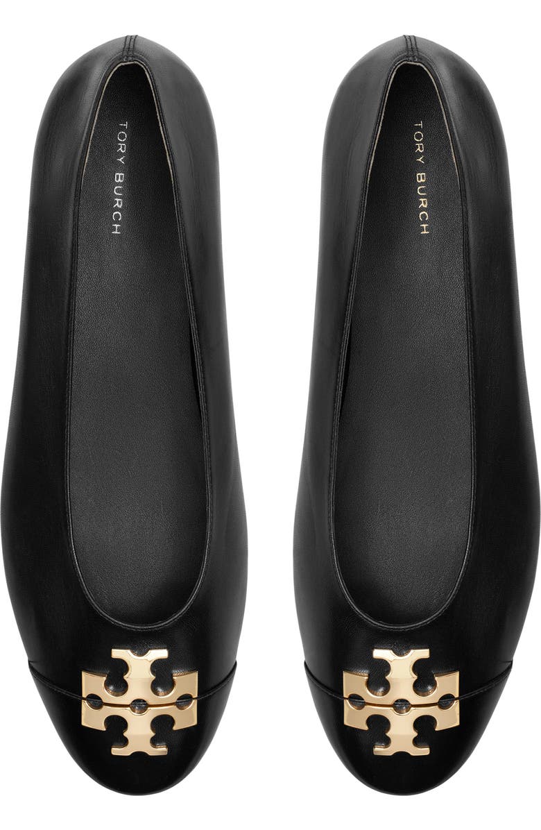 Tory Burch Charlie Cap Toe Ballet Flat, Alternate, color, Perfect Black / Gold