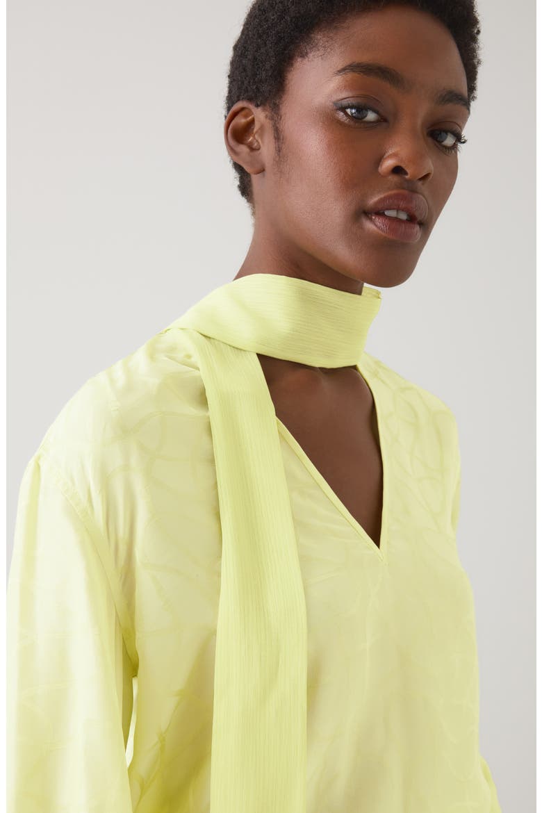 Maggie Tie Neck Top, Alternate, color, LIME