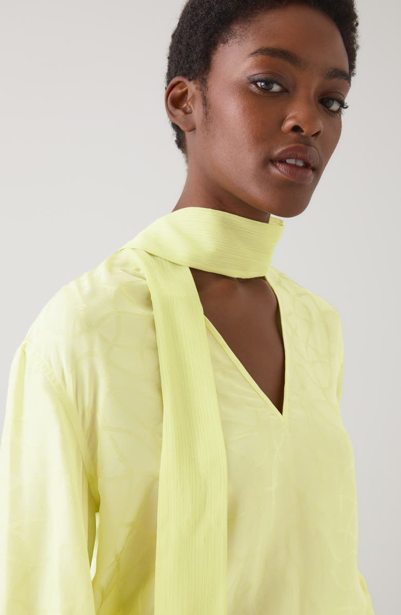 LK Bennett Maggie Tie Neck Top, Alternate, color, Lime