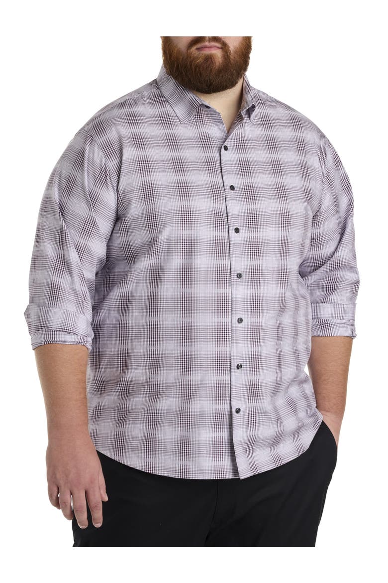 Big & Tall Large Plaid Sport Shirt, Main, color, PURPLE