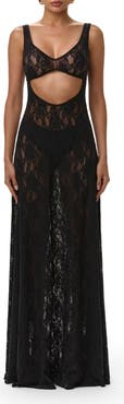 Naked Wardrobe Lace Cutout Maxi Dress