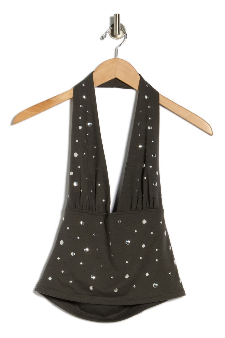 Bling Halter Top, Alternate, color, DARK GREY