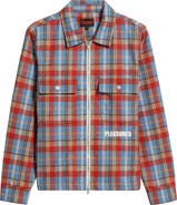 PLEASURES Folklore Plaid Brushed Wool Blend Zip-Up Work Jacket