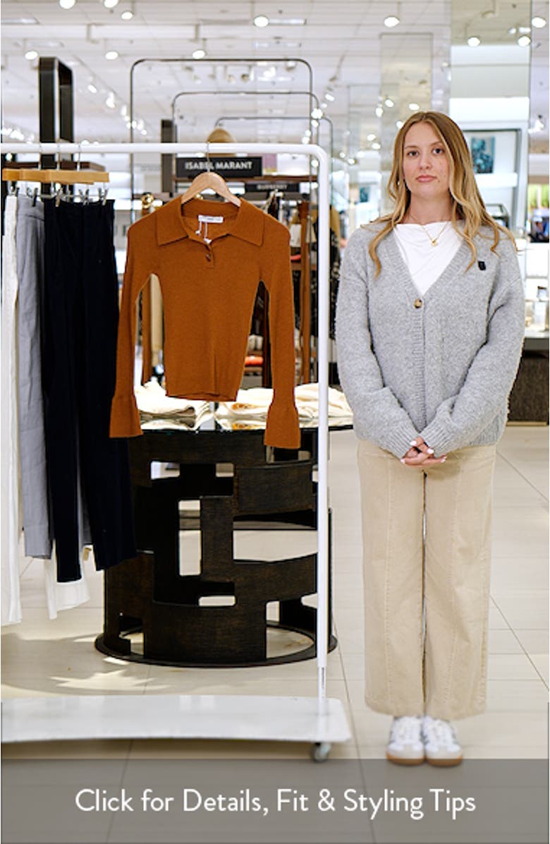 Rib Fluted Long Sleeve Polo Sweater, sales video thumbnail