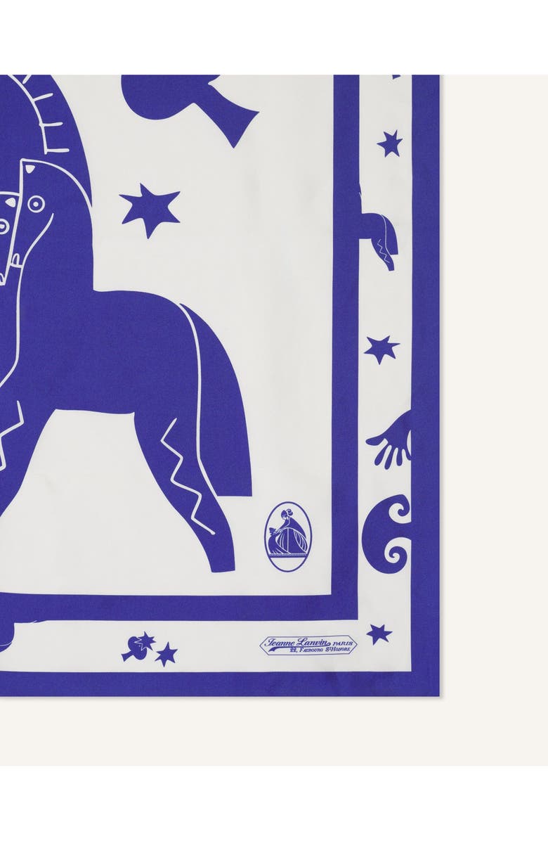 Lanvin Lunar Year Print Silk Scarf, Alternate, color, Sapphire/Optic White