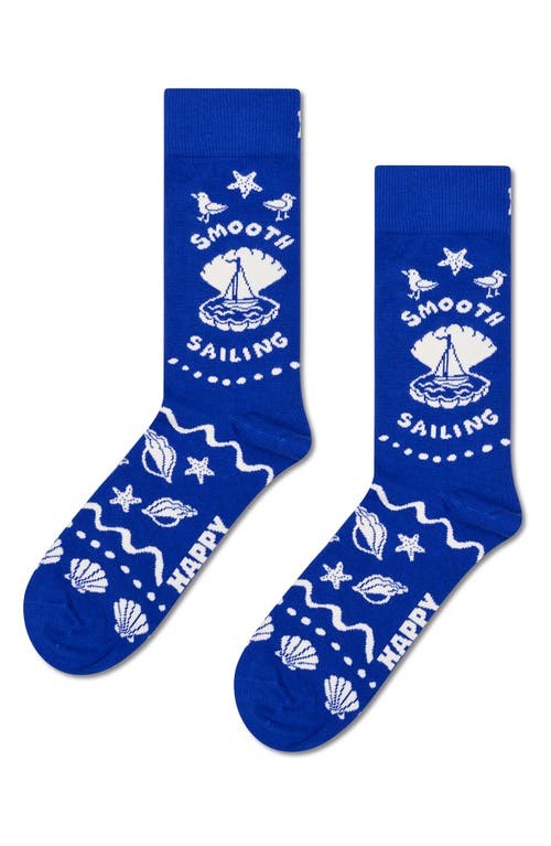 Happy Socks Smooth Sailing 3-pack Assorted Crew Socks Gift Set In Blue