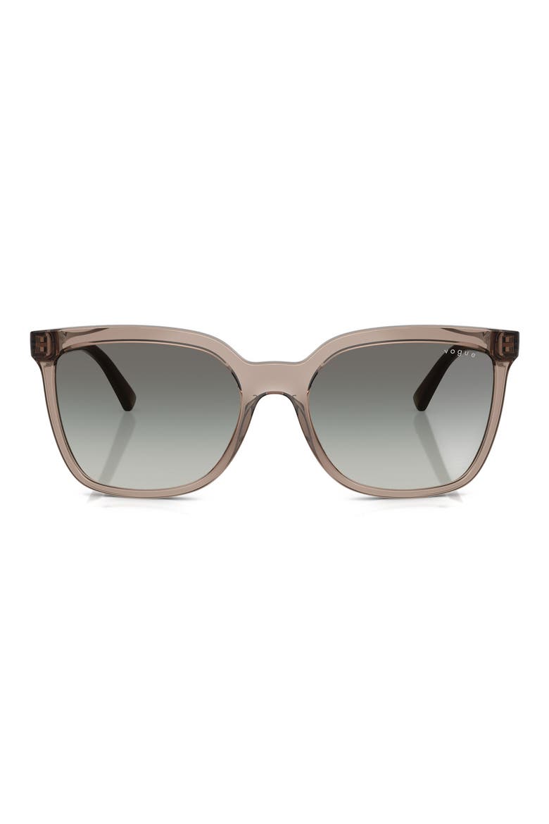 55mm Polarized Gradient Square Sunglasses, Main, color, TRANSPARENT BROWN
