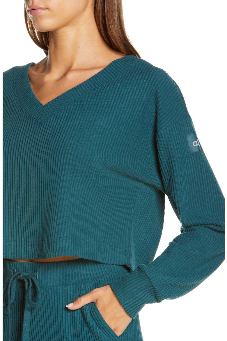 Muse Ribbed Crop Pullover, Alternate, color, GALACTIC TEAL