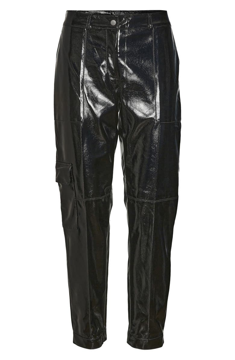 Noisy may Kaya Barrel Leg Vinyl Pants, Main, color, 