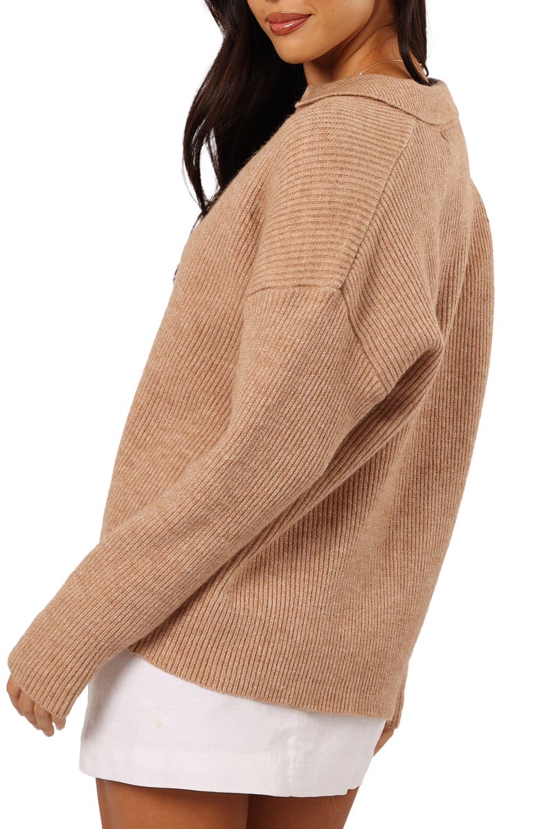 Petal & Pup Zala Johnny Collar Sweater, Alternate, color, Mocha