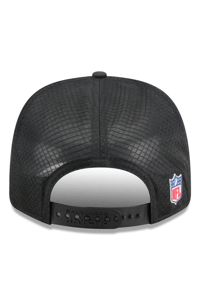 New Era Men's New Era Black Baltimore Ravens 2025 Sideline 9SEVENTY Trucker Adjustable Hat, Alternate, color, Black