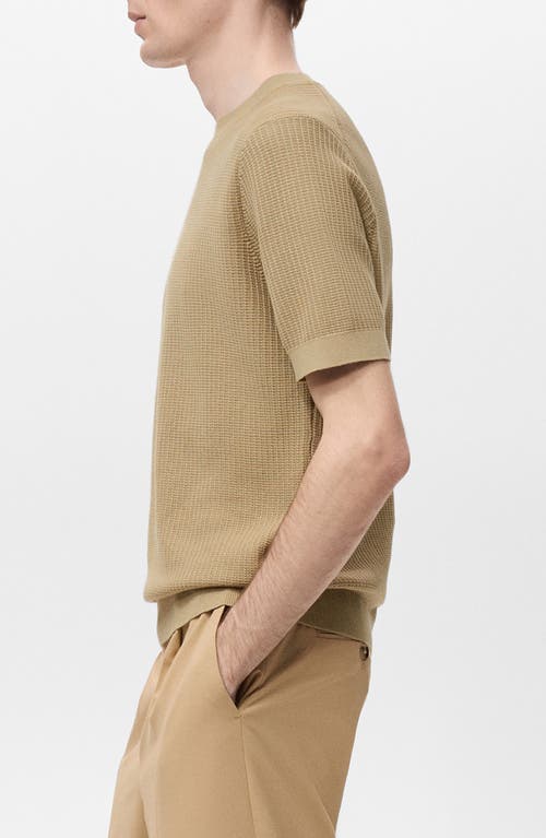 Mango Textured Cotton Knit T-shirt In Neutral