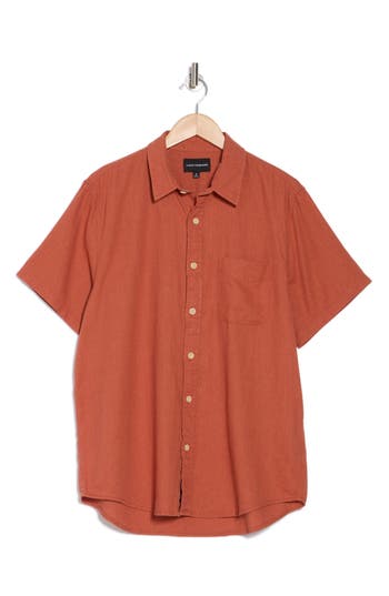 Lucky Brand San Gabriel Short Sleeve Linen Blend Button-up Shirt