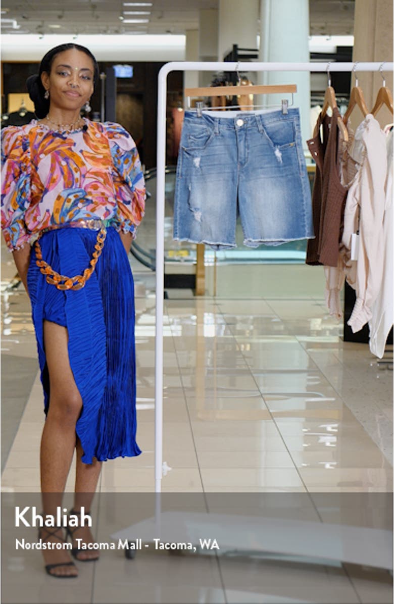 'Ab'Solution Frayed High Waist Denim Shorts, sales video thumbnail