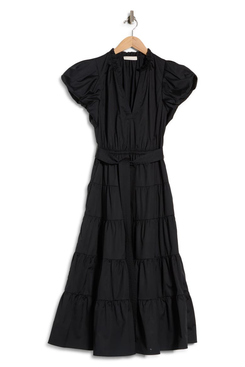 Ottilie Cotton Midi Dress, Main, color, NOIR