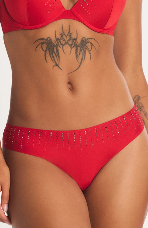 Microfiber Rhinestone Thong (Regular & Plus)