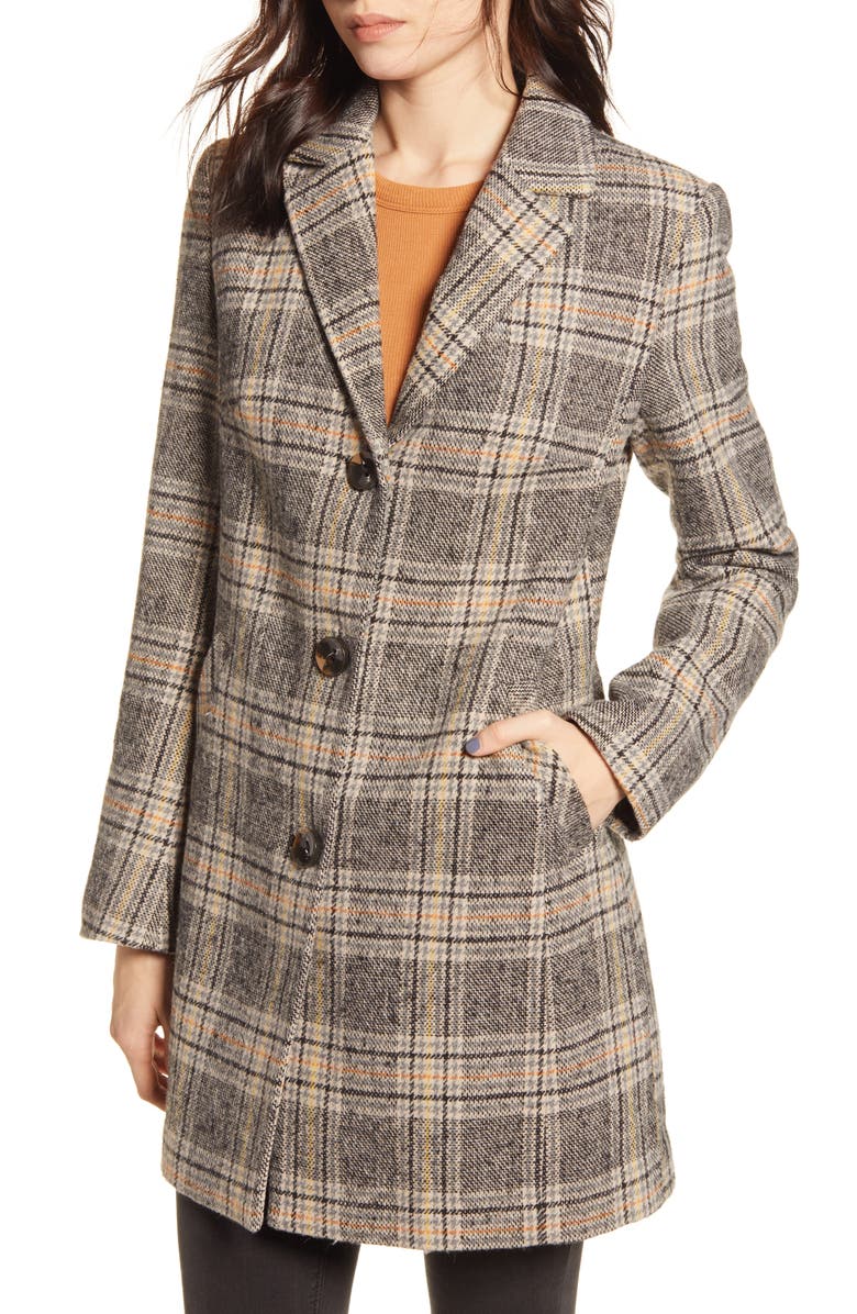 Maralyn & Me Plaid Button Front Coat, Alternate, color,