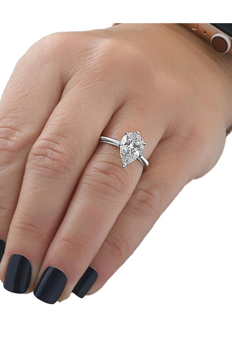 Bliss Diamond 3CT Platinum Pear Shaped Diamond 6-Prong Solitaire Engagement Ring Lab Grown, Alternate, color, Platinum