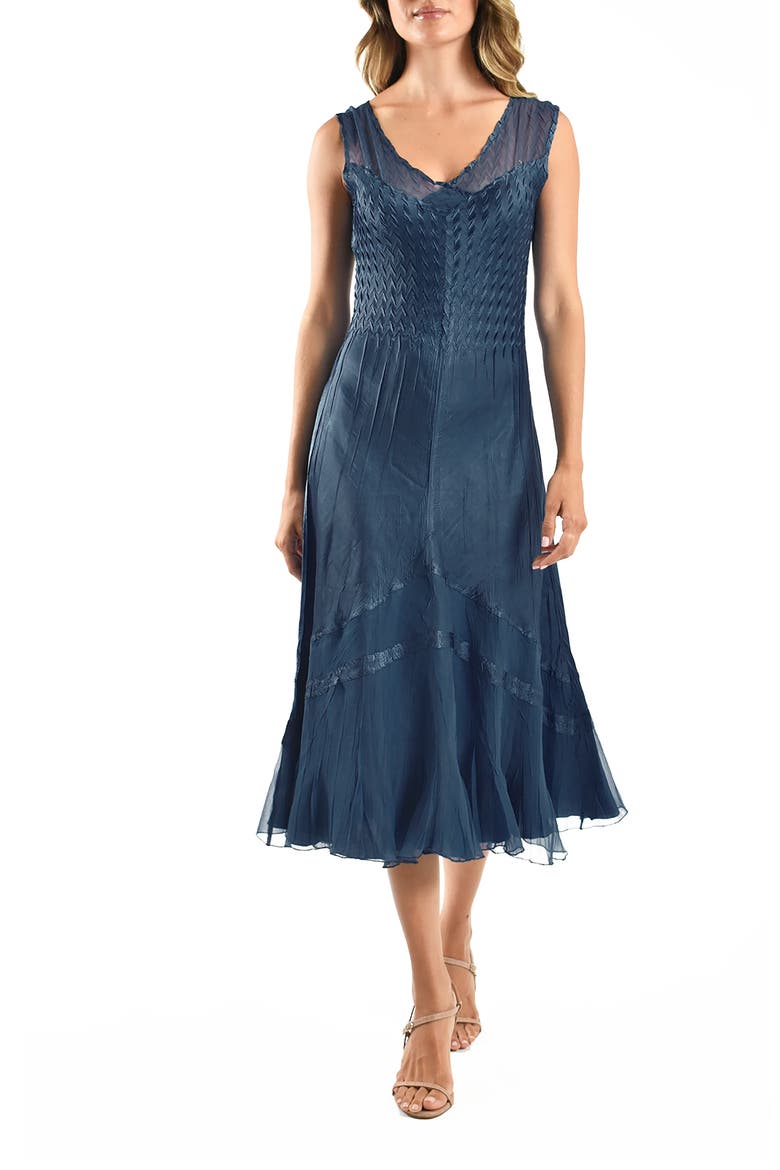 Sleeveless Charmeuse & Chiffon Cocktail Dress with Jacket, Alternate, color, ECLIPSE