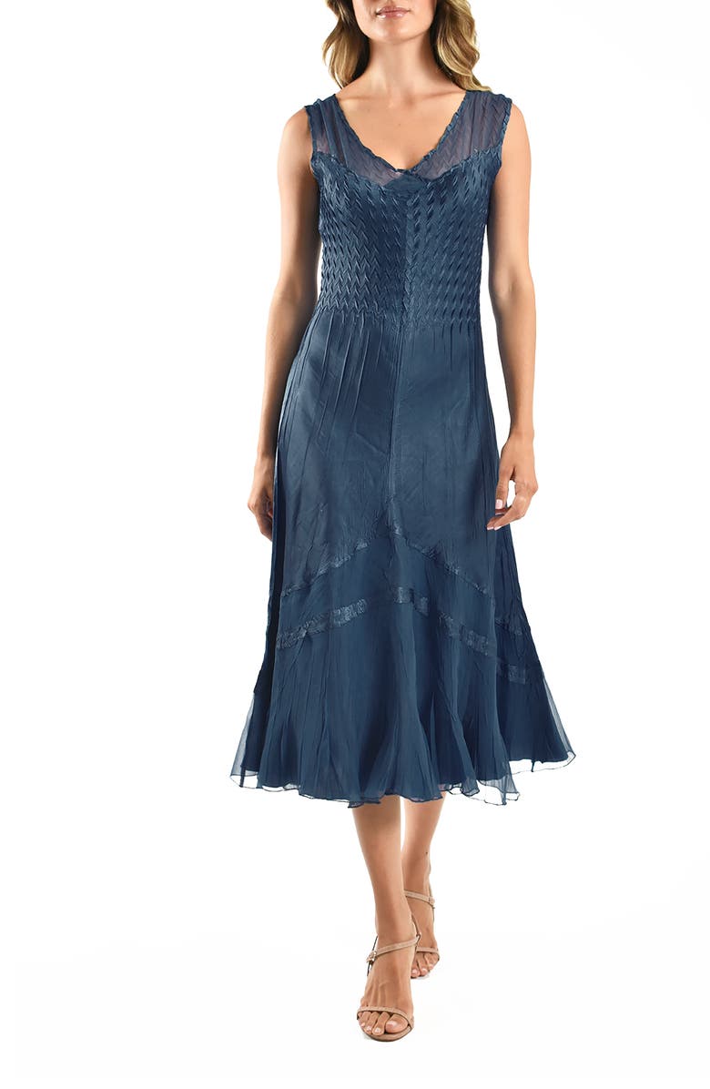 Komarov Sleeveless Charmeuse & Chiffon Cocktail Dress with Jacket, Alternate, color, Eclipse