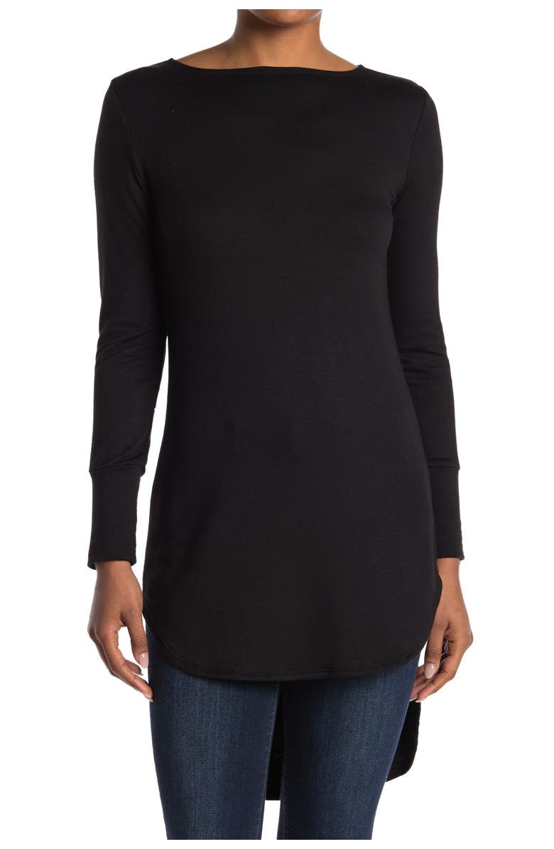 GO COUTURE Graphic Boat Neck Top, Main, color, Black