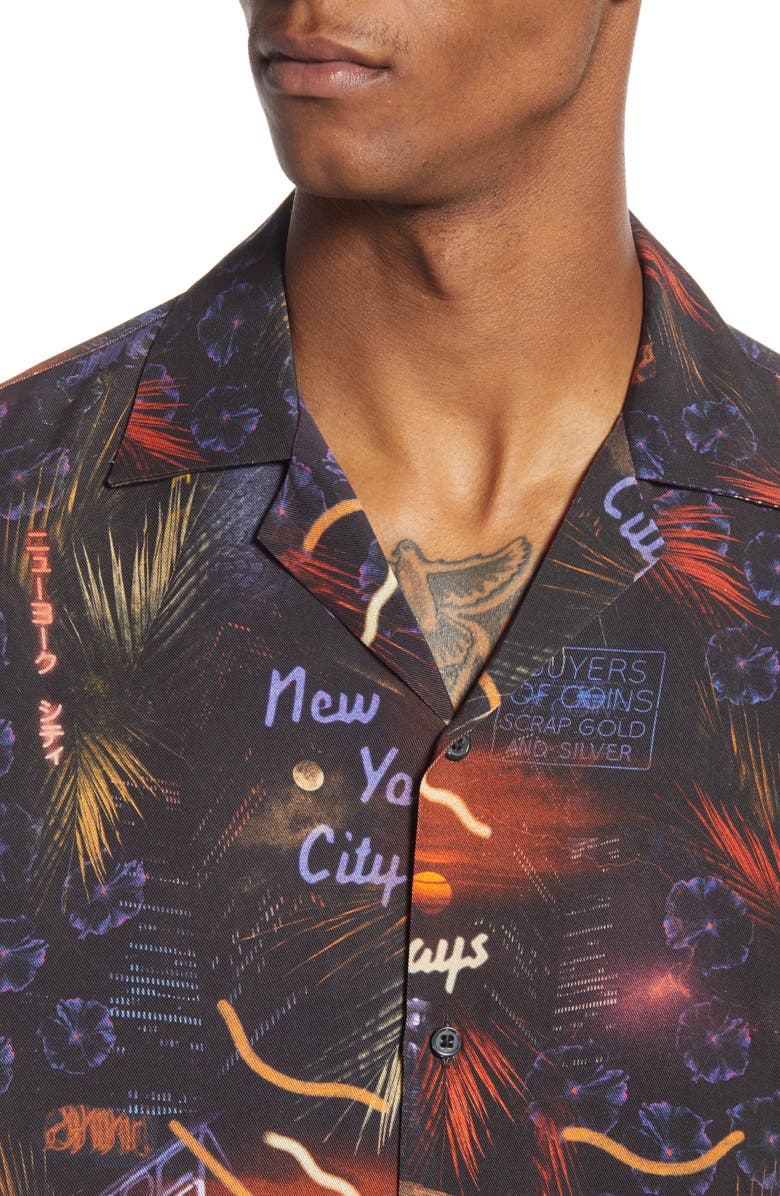 Saturdays NYC Canty Midnight Paradise Short Sleeve Button-Up Camp Shirt, Alternate, color,