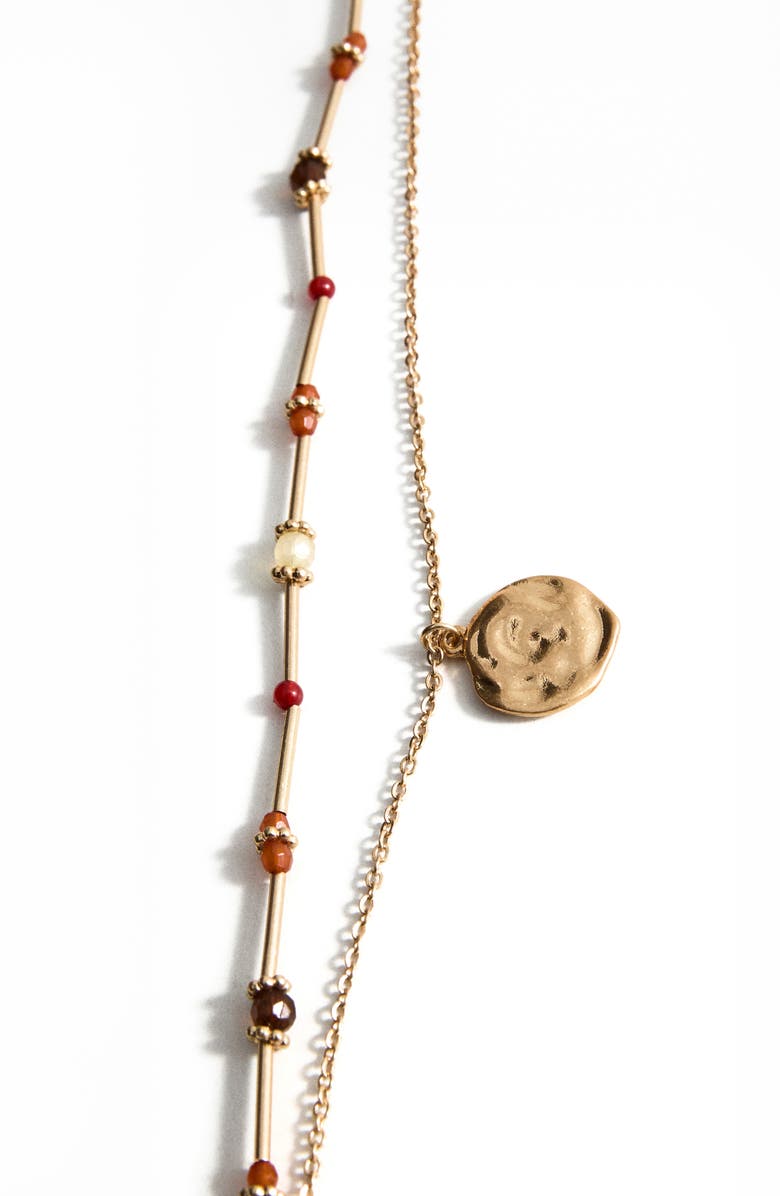 MANGO Combined Double Pendant Necklace, Alternate, color, Gold
