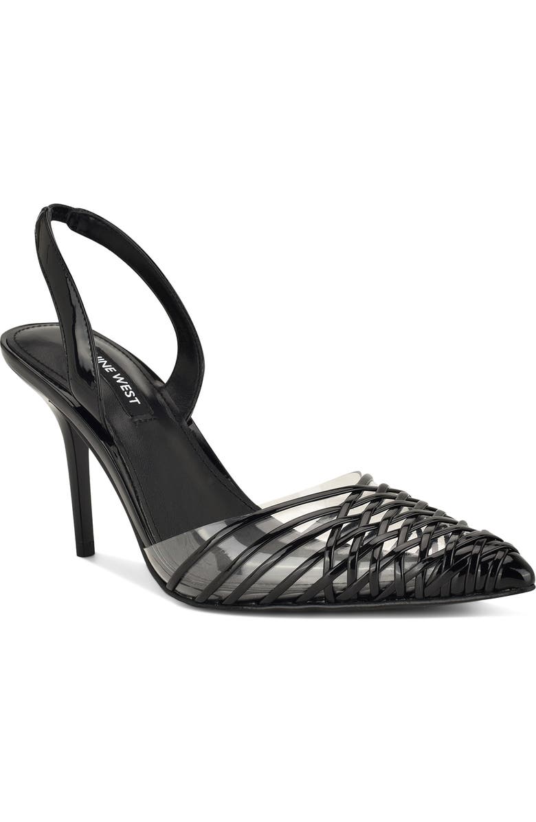 Nine West Pemma Slingback Pointed Cap Toe Pump, Main, color, Black