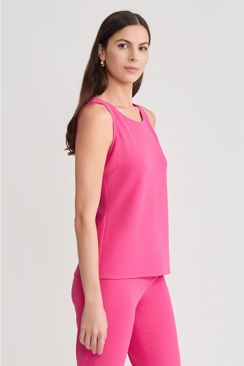 Stretch Deco Crepe Scoop Neck Tank, Alternate, color, Carmine Rose