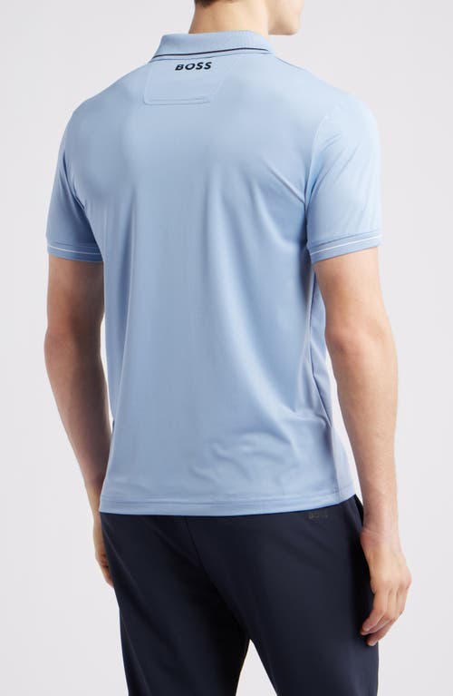Shop Hugo Boss Boss Paul Pro Active Performance Polo In Open Blue