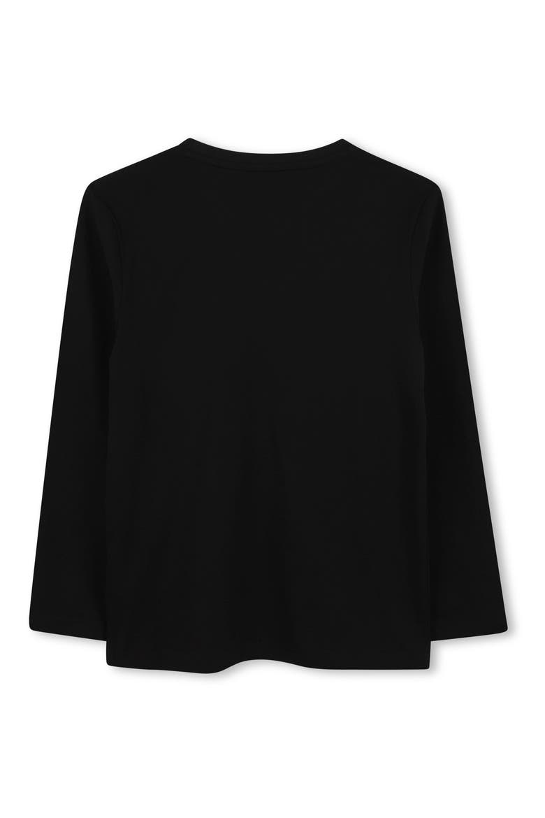Kids' Logo Long Sleeve Cotton Graphic T-Shirt, Alternate, color, BLACK