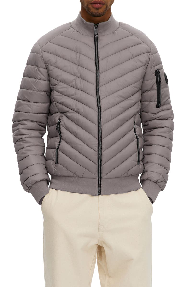 Noize Alex Chevron Quilted Puffer Jacket, Main, color, Grey