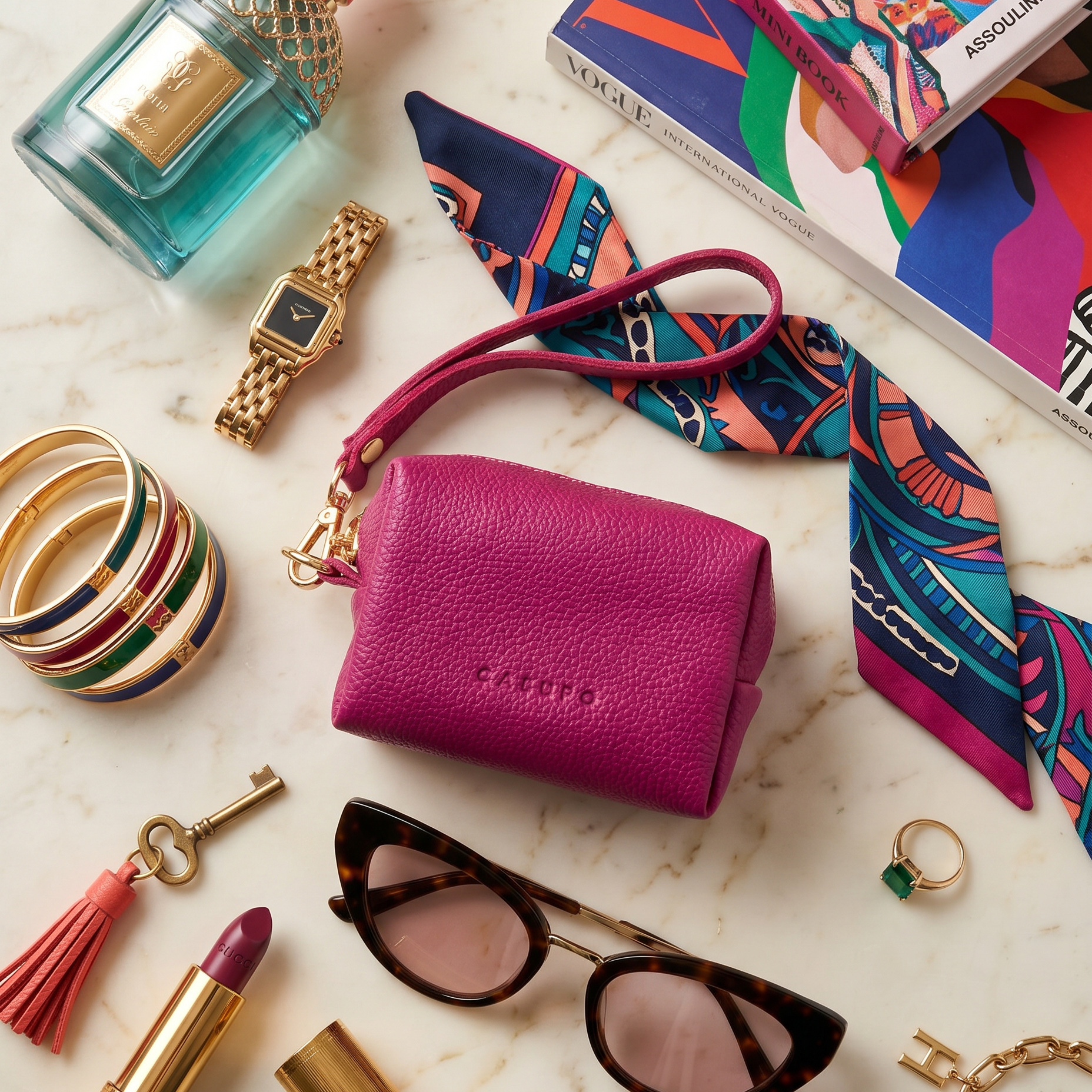 Mini Zipper Bag with Wristlet, Alternate, color, Fuchsia