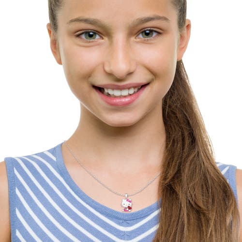 Hello Kitty Enamel And Red Crystal Pendant In Pink