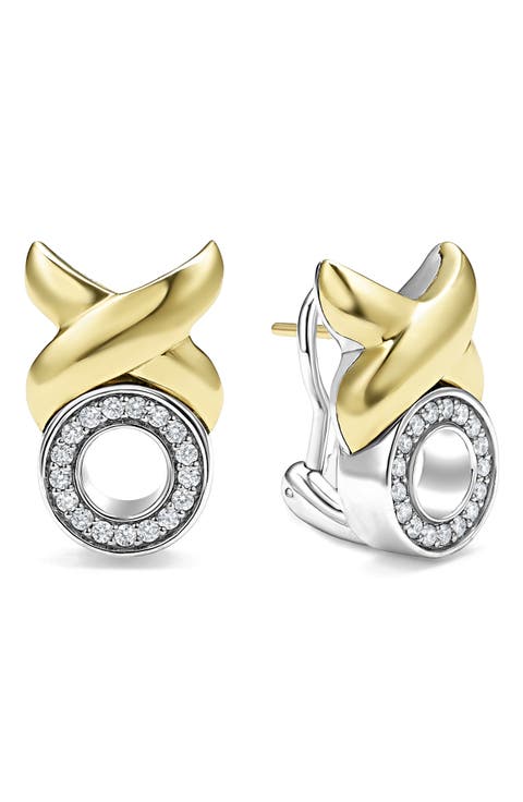 Embrace XO Pavé Diamond Omega Earrings