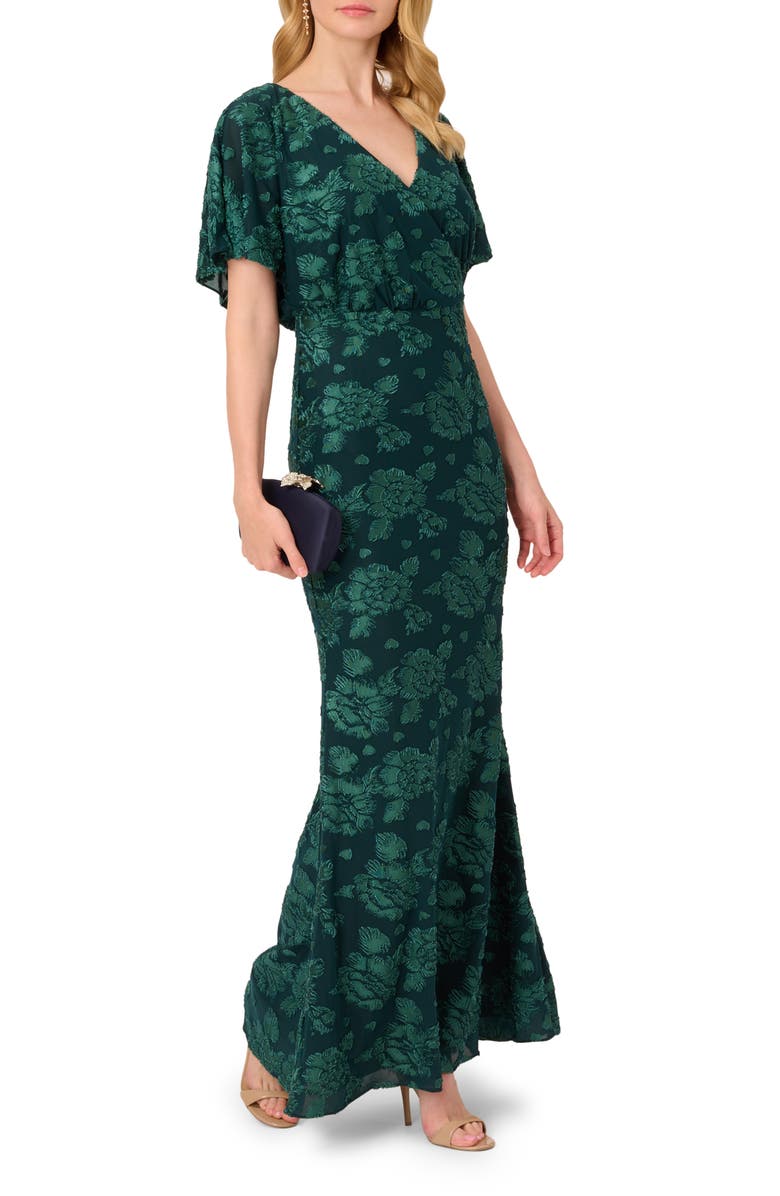 Adrianna Papell Burnout Velvet Gown, Alternate, color,