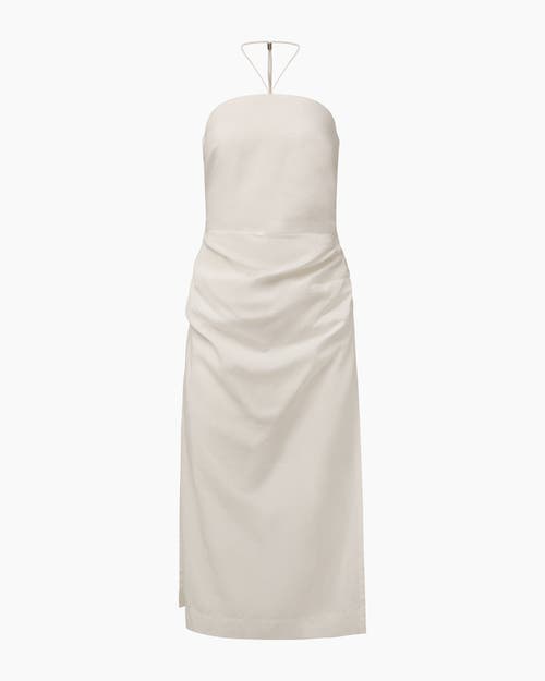 Onia Air Linen Ruched Halter Dress In White