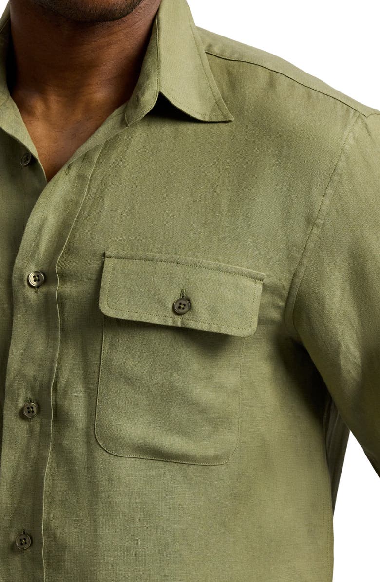 Ralph Lauren Purple Label Silk 
Linen Button-Up Shirt, Alternate, color, Fern Green