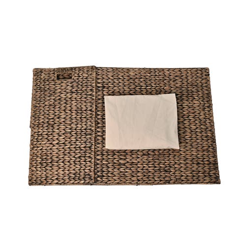Happimess Sawyer Classic Farmhouse Handwoven Hyacinth 2-section Collapsible Laundry Hamper With Wash In Brown