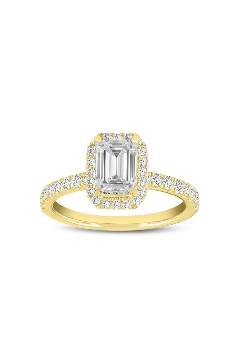 Arpine 14K Yellow Gold Emerald Cut Lab Grown Diamond Halo Engagement Ring - 2 Ct, Main, color, 14K Yellow Gold