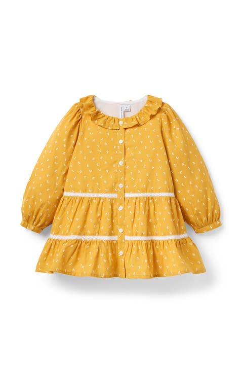 Floral Lace Trim Tiered Dress (Infant)