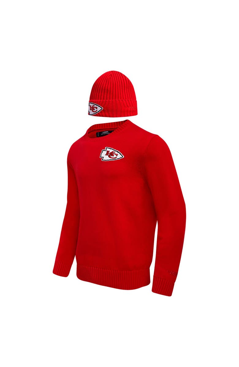 PRO STANDARD Men's Pro Standard Red Kansas City Chiefs Crewneck Pullover Sweater & Cuffed Knit Hat Box Gift Set, Alternate, color, Red