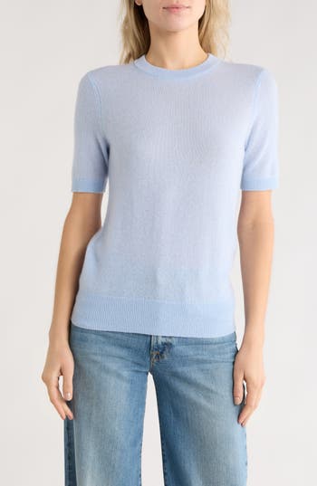 Nordstrom Short Sleeve Cashmere Sweater In Blue